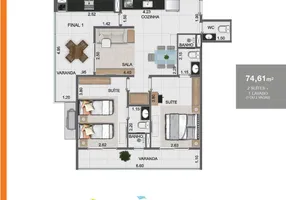 Foto 1 de Apartamento com 2 Quartos à venda, 74m² em Loteamento Jardim Aruan, Caraguatatuba