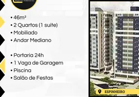 Foto 1 de Apartamento com 2 Quartos para alugar, 46m² em Espinheiro, Recife