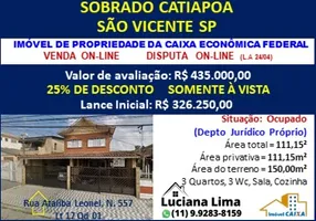 Foto 1 de Sobrado com 3 Quartos à venda, 111m² em Catiapoa, São Vicente