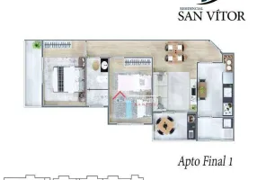 Foto 1 de Apartamento com 2 Quartos à venda, 59m² em Parque Bitaru, São Vicente