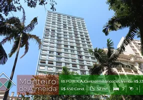 Foto 1 de Apartamento com 2 Quartos à venda, 52m² em República, São Paulo