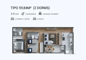 Foto 1 de Apartamento com 2 Quartos à venda, 59m² em Vila Suzana, São Paulo