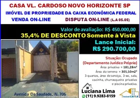 Foto 1 de Casa com 3 Quartos à venda, 181m² em Vila Cardoso, Novo Horizonte