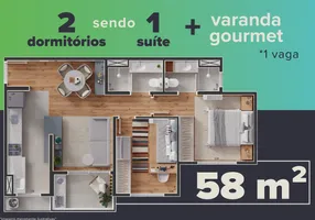 Foto 1 de Apartamento com 2 Quartos à venda, 58m² em Vila Clayton, Valinhos