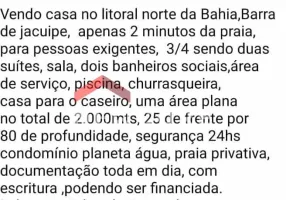 Foto 1 de Casa com 3 Quartos à venda, 600m² em Barra do Jacuipe Monte Gordo, Camaçari