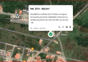 Foto 1 de Lote/Terreno à venda, 660m² em Centro, São Luís do Curu
