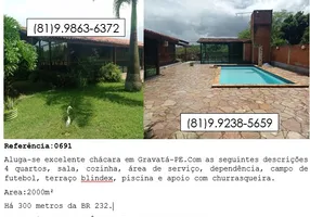 Foto 1 de Fazenda/Sítio com 4 Quartos para alugar, 2000m² em Jardim Santana, Gravatá
