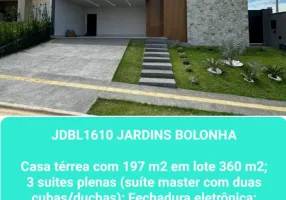 Foto 1 de Casa com 3 Quartos à venda, 197m² em Jardins Bolonha, Senador Canedo
