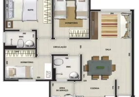 Foto 1 de Apartamento com 3 Quartos para alugar, 63m² em Loteamento Sumaré, Maringá