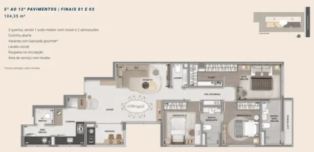 Apartamento com 3 Quartos à venda, 122m² no Santo Agostinho, Belo Horizonte