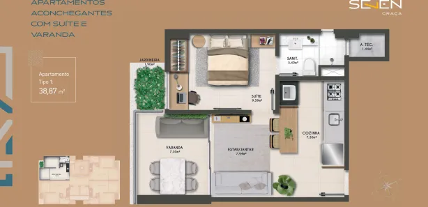 Apartamento com 1 Quarto à venda, 39m² no Graça, Salvador