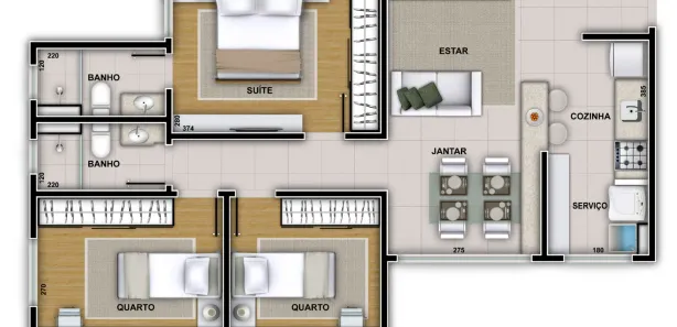 Apartamento com 3 Quartos para alugar, 77m² no Serra, Belo Horizonte