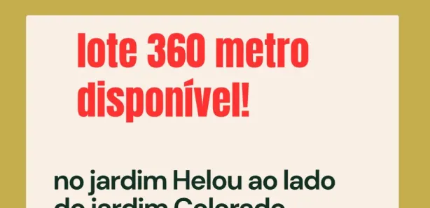 Lote/Terreno com 1 Quarto à venda, 360m² no Residencial Jardim Helou, Goiânia