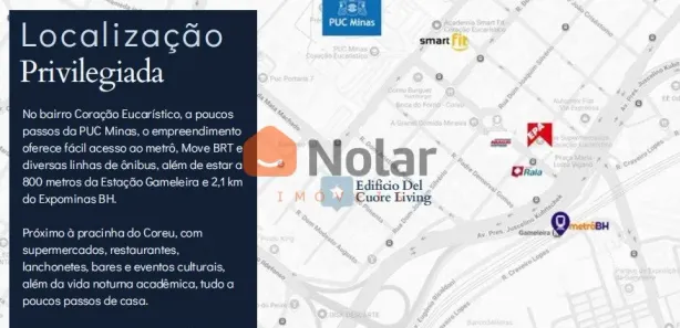 Apartamento com 1 Quarto à venda, 35m² no Coração Eucarístico, Belo Horizonte