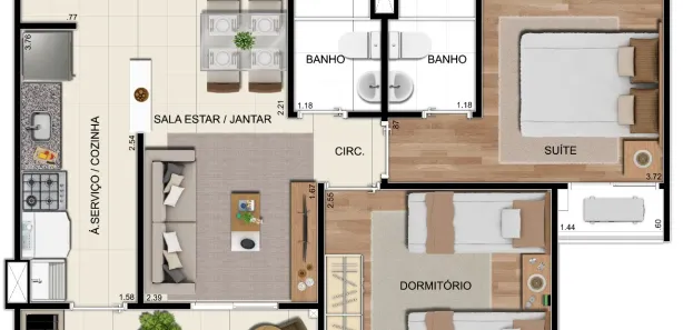 Apartamento com 2 Quartos à venda, 51m² no Cidade Nova, Manaus