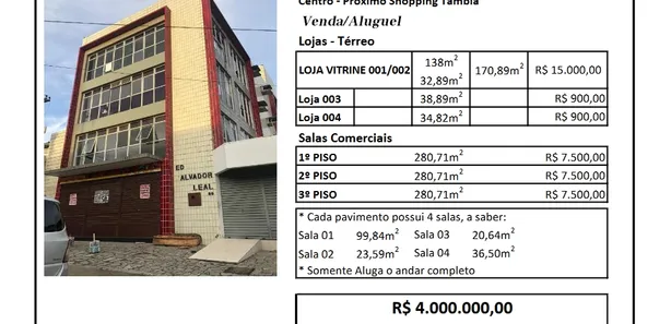 Ponto Comercial com 16 Quartos à venda, 680m² no Centro, João Pessoa