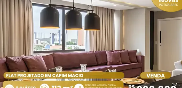 Flat com 2 Quartos à venda, 112m² no Capim Macio, Natal