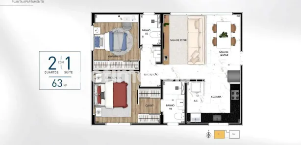 Apartamento com 2 Quartos à venda, 63m² no São Lucas, Belo Horizonte