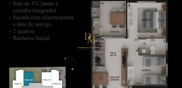 Apartamento com 2 Quartos à venda, 52m² no Balneario Albatroz, Matinhos
