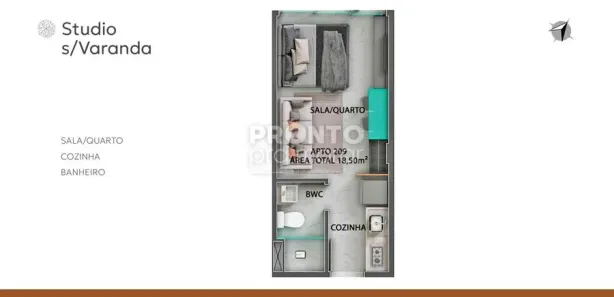 Flat com 1 Quarto à venda, 18m² no Centro, Ipojuca