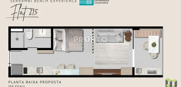 Apartamento com 1 Quarto à venda, 31m² no Centro, Ipojuca