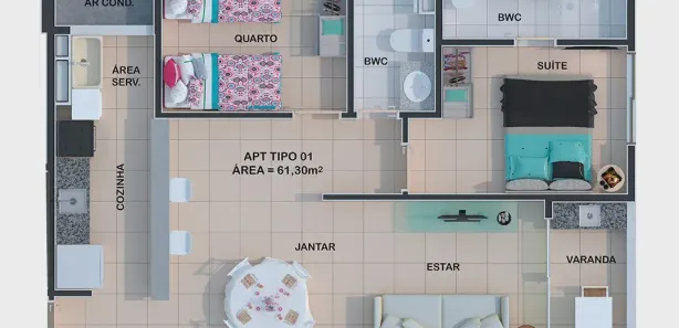 Apartamento com 2 Quartos à venda, 61m² no Candeias, Jaboatão dos Guararapes