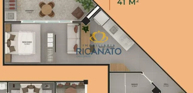 Flat com 1 Quarto à venda, 54m² no Graciosa - Orla 14, Palmas