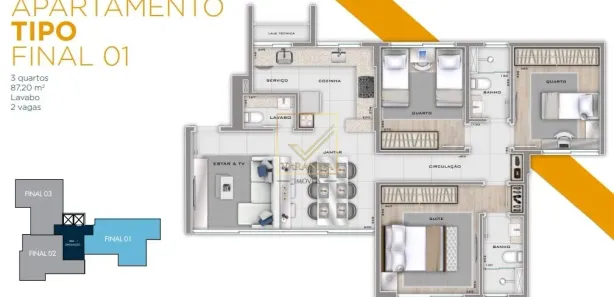 Apartamento com 3 Quartos à venda, 87m² no Cruzeiro, Belo Horizonte