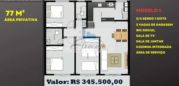 Apartamento com 3 Quartos à venda, 77m² no Plano Diretor Sul, Palmas
