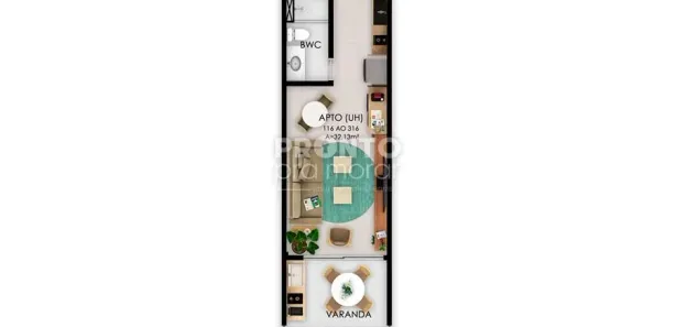 Flat com 1 Quarto à venda, 32m² no Centro, Ipojuca