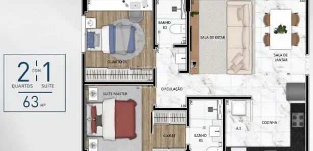 Apartamento com 2 Quartos à venda, 63m² no São Lucas, Belo Horizonte