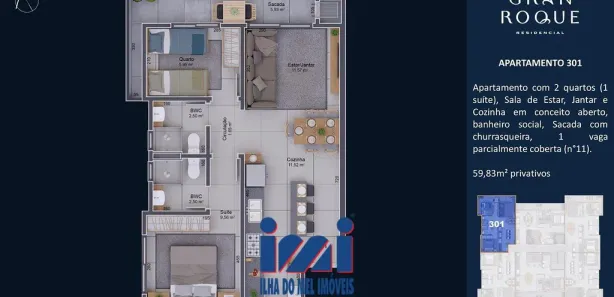 Apartamento com 2 Quartos à venda, 58m² no Riviera I, Matinhos