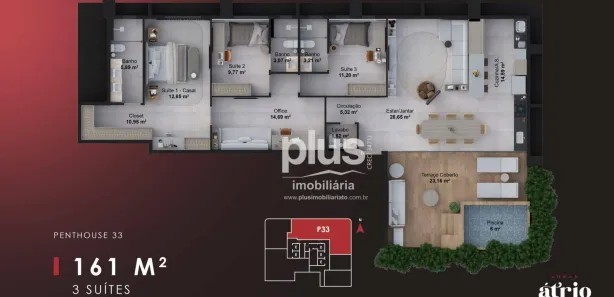 Cobertura com 3 Quartos à venda, 161m² no Plano Diretor Sul, Palmas
