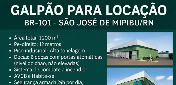 Galpão/Depósito/Armazém para alugar, 1200m² no , São José de Mipibu