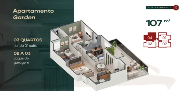 Apartamento com 3 Quartos à venda, 107m² no Coração Eucarístico, Belo Horizonte