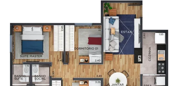 Apartamento com 3 Quartos à venda, 65m² no Embu Mirim, Itapecerica da Serra