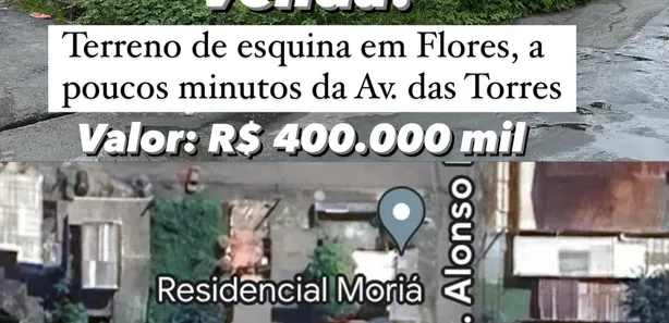 Lote/Terreno à venda, 375m² no Flores, Manaus