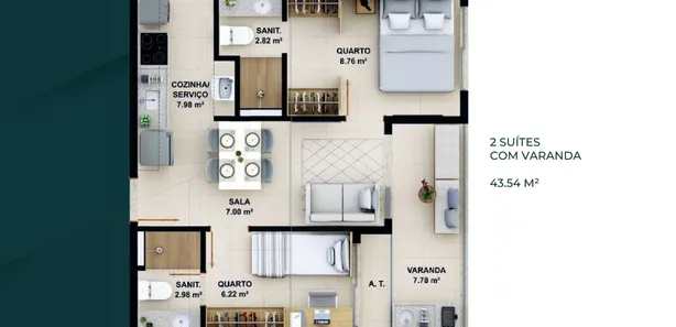 Apartamento com 2 Quartos à venda, 44m² no Ondina, Salvador