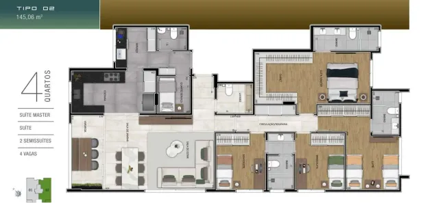 Apartamento com 4 Quartos à venda, 145m² no Gutierrez, Belo Horizonte