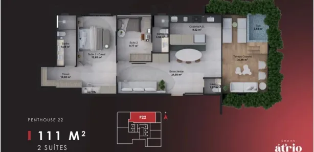 Cobertura com 2 Quartos à venda, 111m² no Plano Diretor Sul, Palmas
