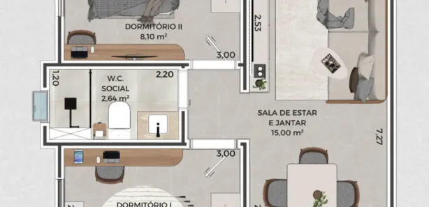 Apartamento com 2 Quartos à venda, 49m² no Loteamento Parque Vera Cruz, Tremembé