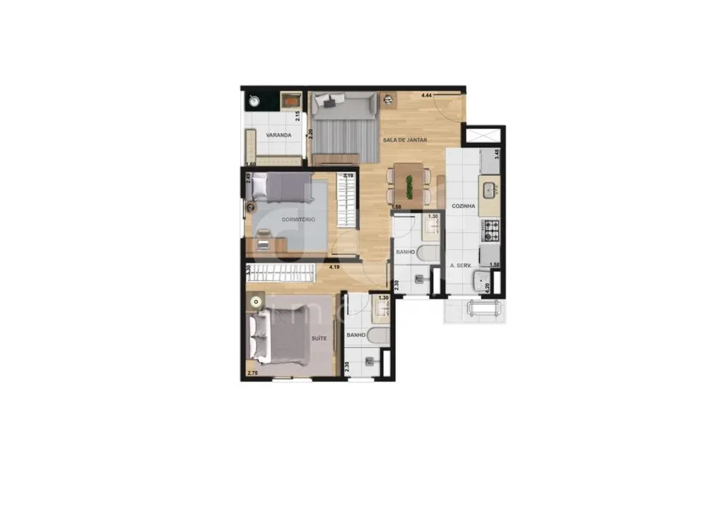 Apartamento na Avenida Thereza Ana Cecon Breda, 1501, Jardim das