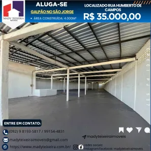Galpão/Depósito/Armazém para alugar, 4000m² no São Jorge, Manaus