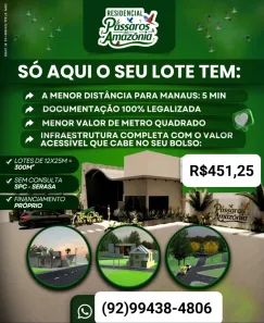 Lote/Terreno à venda, 300m² no , Iranduba