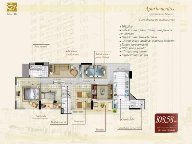 Apartamento com 3 Quartos à venda, 98m² no Adrianópolis, Manaus