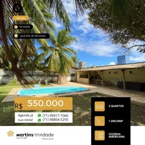 Casa de Condomínio com 3 Quartos à venda, 1000m² no Jauá (Abrantes), Camaçari