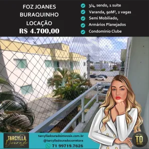 Apartamento com 3 Quartos para alugar, 90m² no Buraquinho, Lauro de Freitas