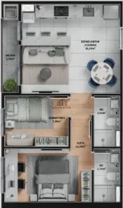 Apartamento com 3 Quartos à venda, 55m² no Aeroclube, Montenegro