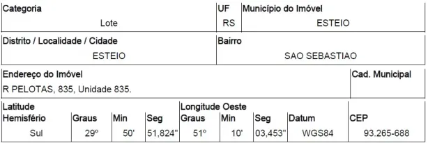Lote/Terreno com 1 Quarto à venda, 575m² no São Sebastião, Esteio