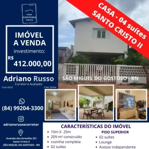 Sobrado com 4 Quartos à venda, 209m² no , São Miguel do Gostoso